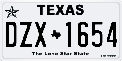 TX license plate DZX1654