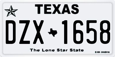 TX license plate DZX1658