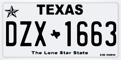 TX license plate DZX1663