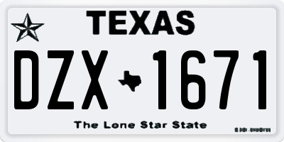 TX license plate DZX1671