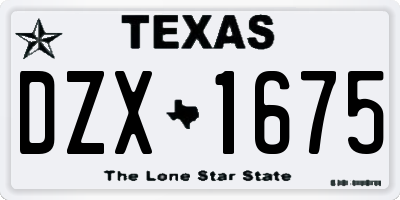 TX license plate DZX1675