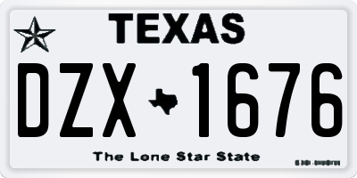 TX license plate DZX1676