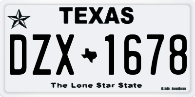TX license plate DZX1678