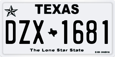 TX license plate DZX1681