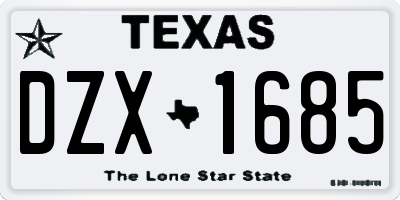 TX license plate DZX1685