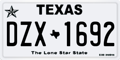 TX license plate DZX1692