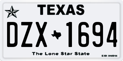 TX license plate DZX1694
