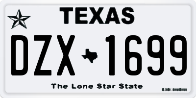 TX license plate DZX1699