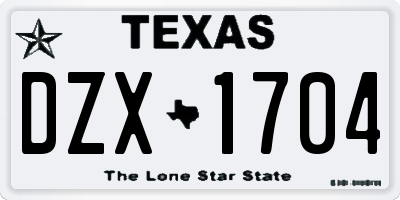 TX license plate DZX1704