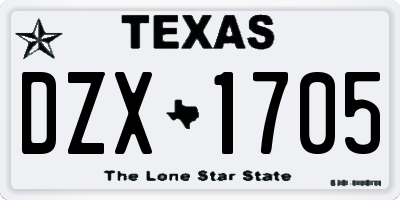 TX license plate DZX1705