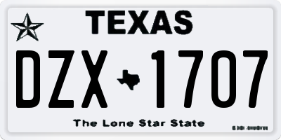 TX license plate DZX1707