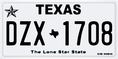 TX license plate DZX1708