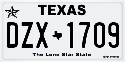 TX license plate DZX1709