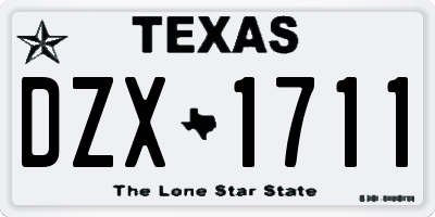 TX license plate DZX1711