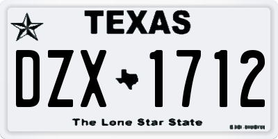 TX license plate DZX1712