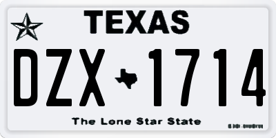 TX license plate DZX1714
