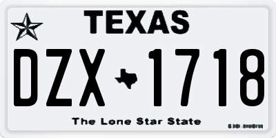 TX license plate DZX1718