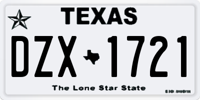 TX license plate DZX1721