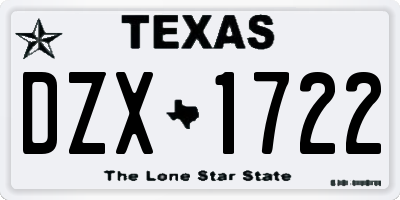 TX license plate DZX1722