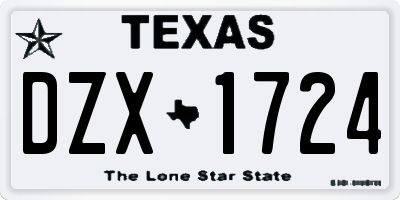 TX license plate DZX1724
