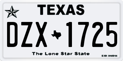 TX license plate DZX1725