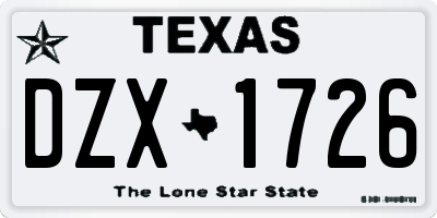 TX license plate DZX1726