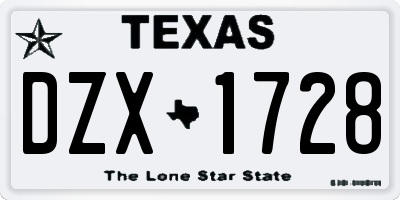 TX license plate DZX1728