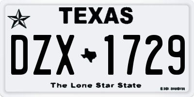 TX license plate DZX1729