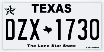 TX license plate DZX1730