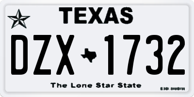 TX license plate DZX1732