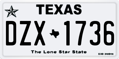 TX license plate DZX1736