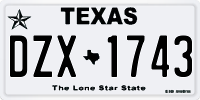 TX license plate DZX1743