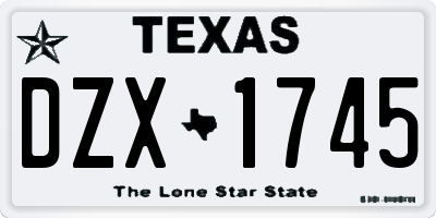 TX license plate DZX1745