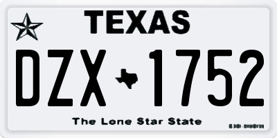 TX license plate DZX1752
