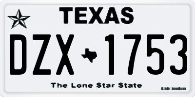TX license plate DZX1753