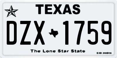 TX license plate DZX1759