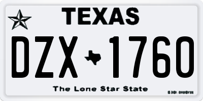 TX license plate DZX1760