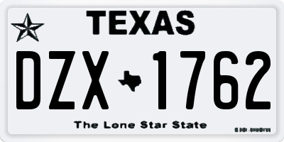 TX license plate DZX1762