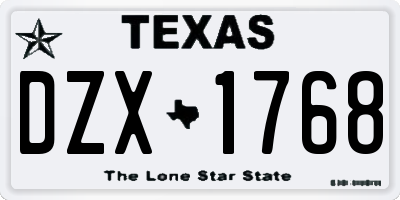 TX license plate DZX1768