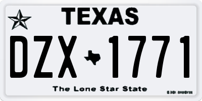 TX license plate DZX1771