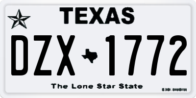 TX license plate DZX1772