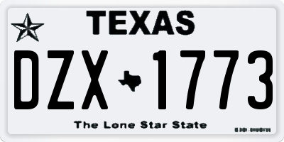 TX license plate DZX1773