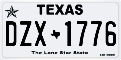 TX license plate DZX1776