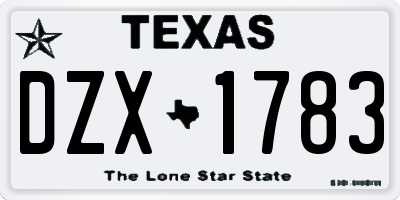 TX license plate DZX1783