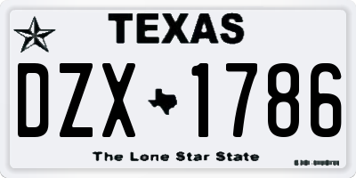 TX license plate DZX1786
