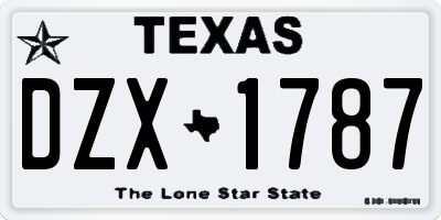 TX license plate DZX1787