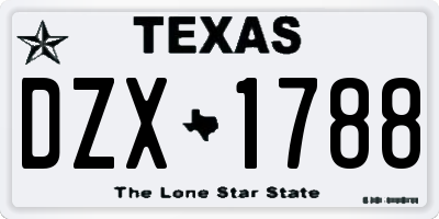 TX license plate DZX1788