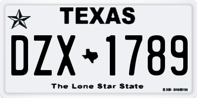 TX license plate DZX1789