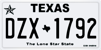 TX license plate DZX1792