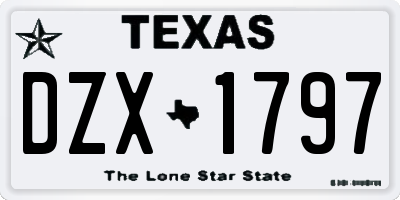 TX license plate DZX1797